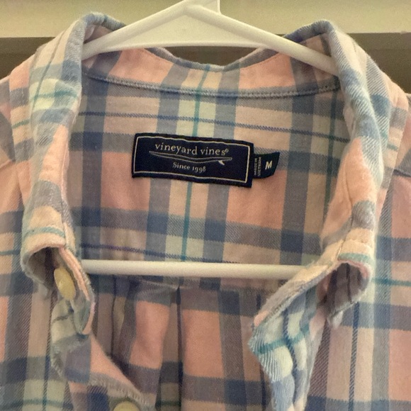 Vineyard Vines Pink and Blue Casual Button Down Shirt flannel - Picture 3 of 6
